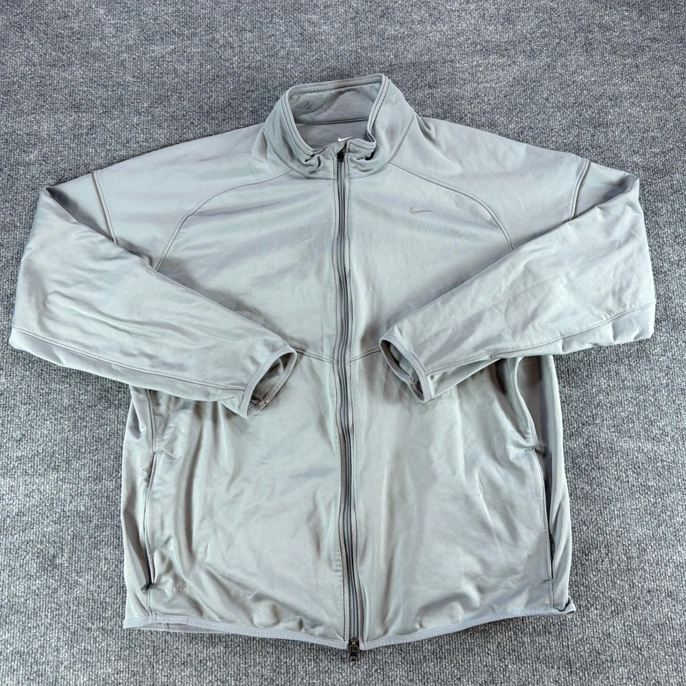 Nike Dri-FIT Full Zip Track Jacket Mens XXL Gray Mock Neck‎ Training Warm Up